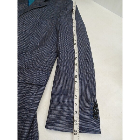 Sean John Tweed Blue Jacket Blazer Sz 41R Wool Silk Blue Brown - Picture 9 of 11